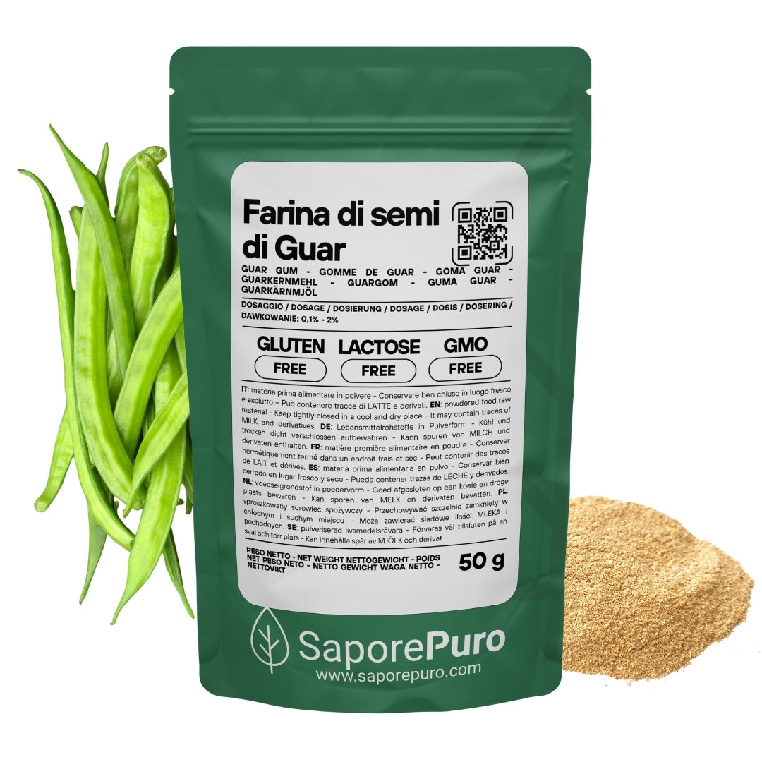 Farina di Semi di Guar (E412) - Origine India - Confezionato in Italia - SaporePuro